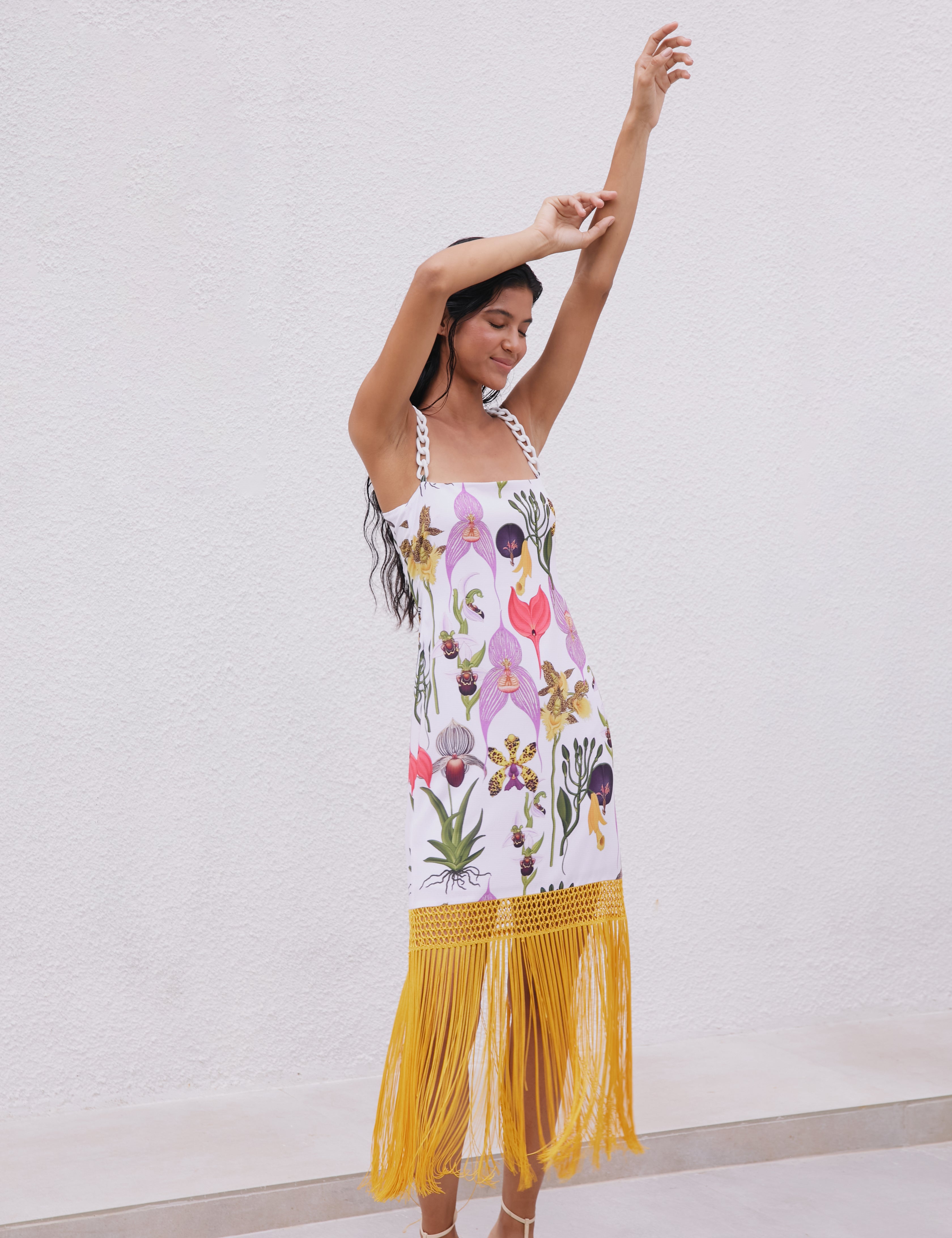 PAPILLON DRESS IN BOTANICA WHITE PRINT - No Pise La Grama Web