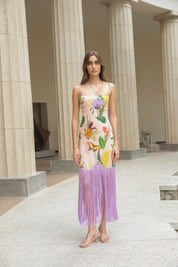 PAPILLON DRESS IN JARDIN PRINT SOFT KHAKI