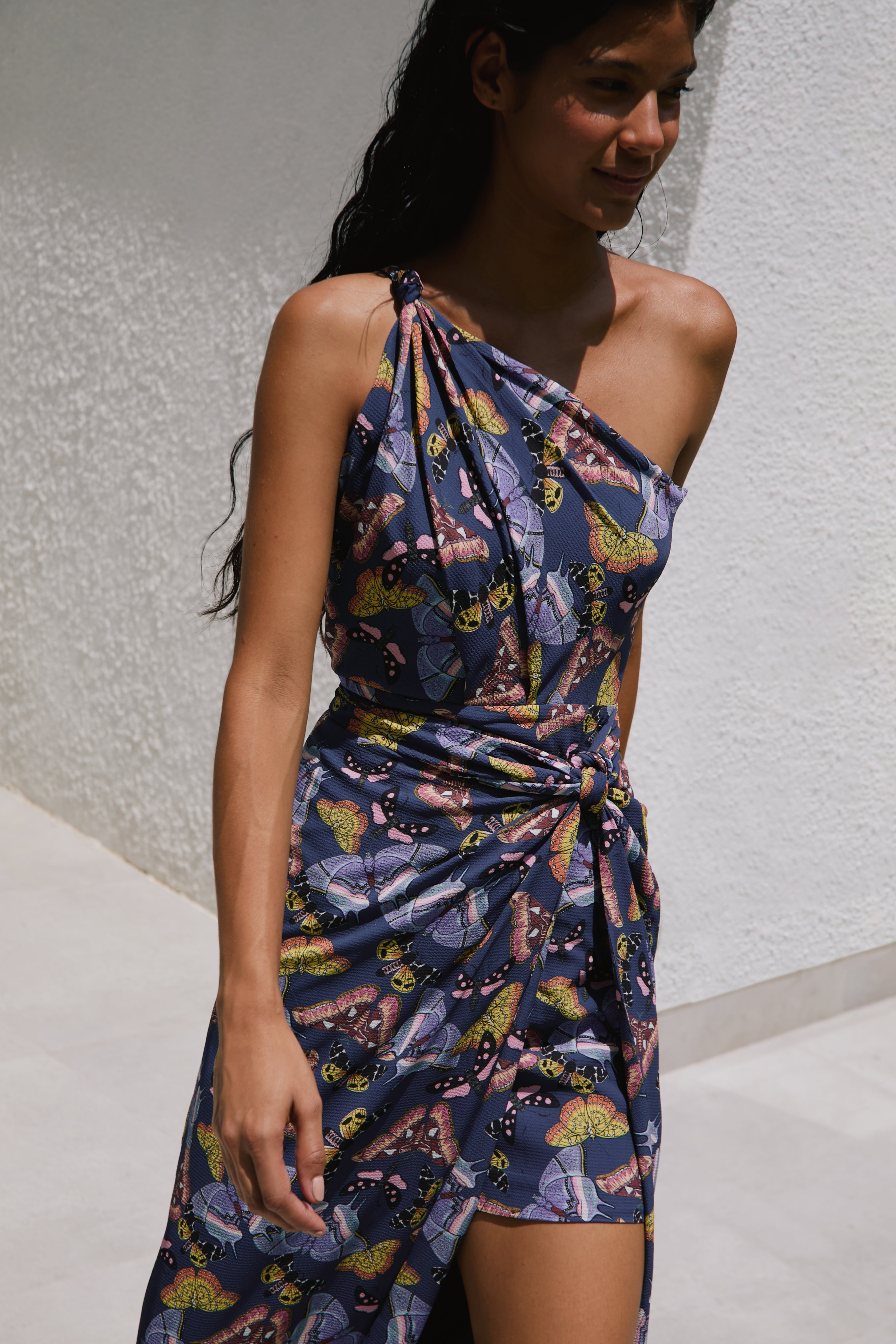 PUERTO DRESS IN MARIPOSA NAVY PRINT - No Pise La Grama Web