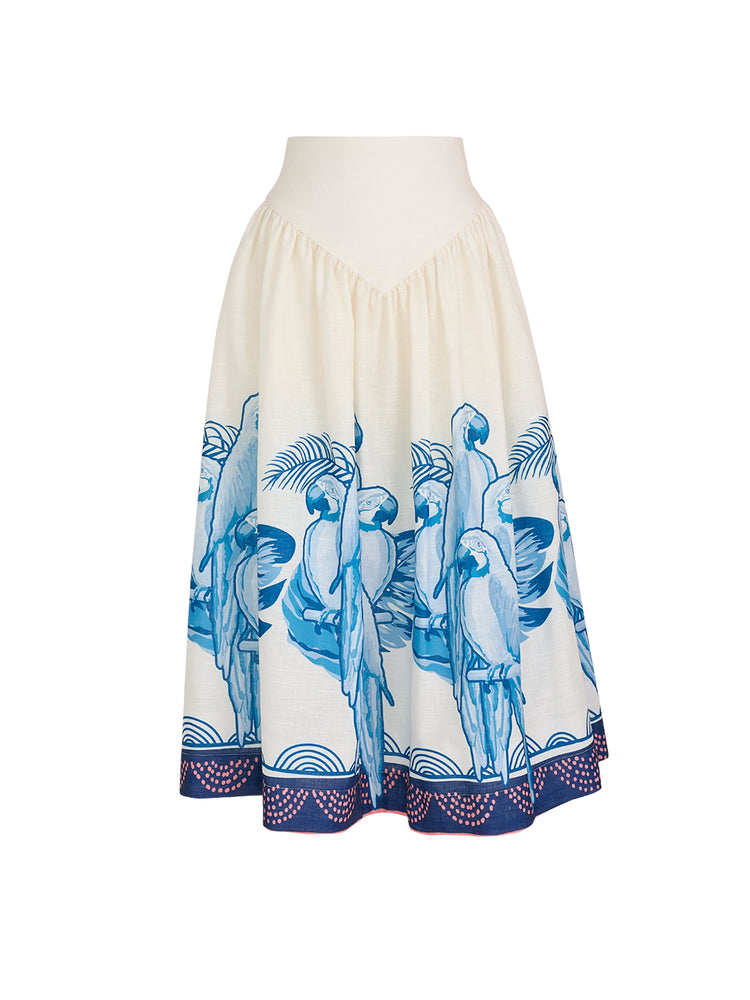 SOTAVENTO MIDI SKIRT IN BLUE MACAW PRINT - No Pise La Grama Web