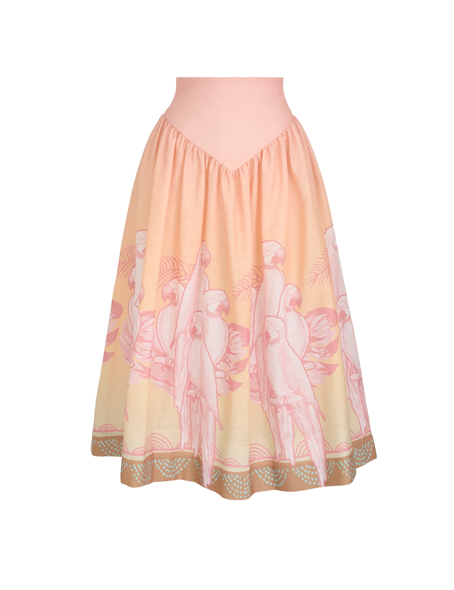 SOTAVENTO MIDI SKIRT IN CORAL MACAW PRINT - No Pise La Grama Web