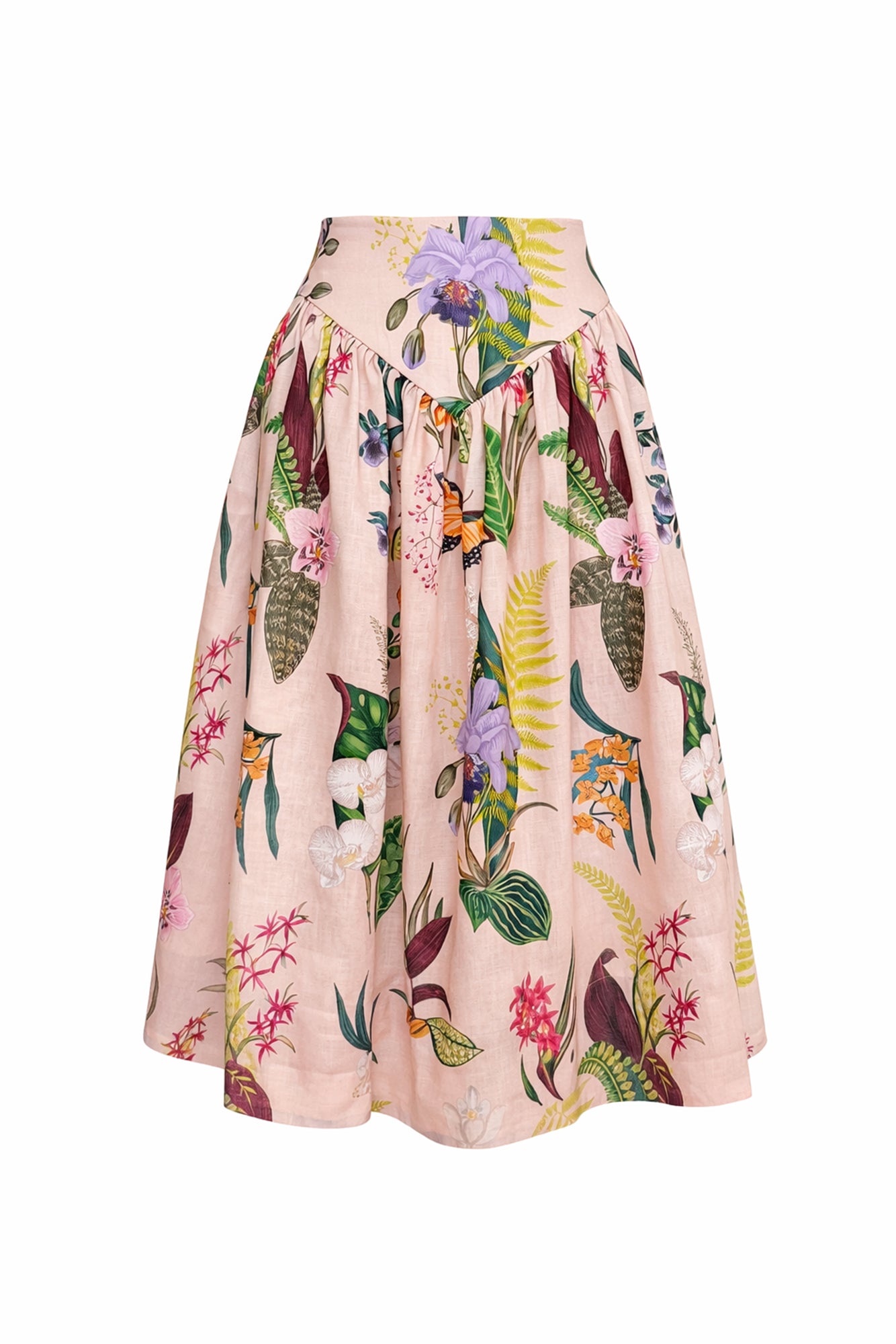 SOTAVENTO MIDI SKIRT IN JARDIN PRINT SOFT KHAKI