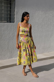 SOTAVENTO MIDI SKIRT IN BOTANICA YELLOW PRINT - No Pise La Grama Web