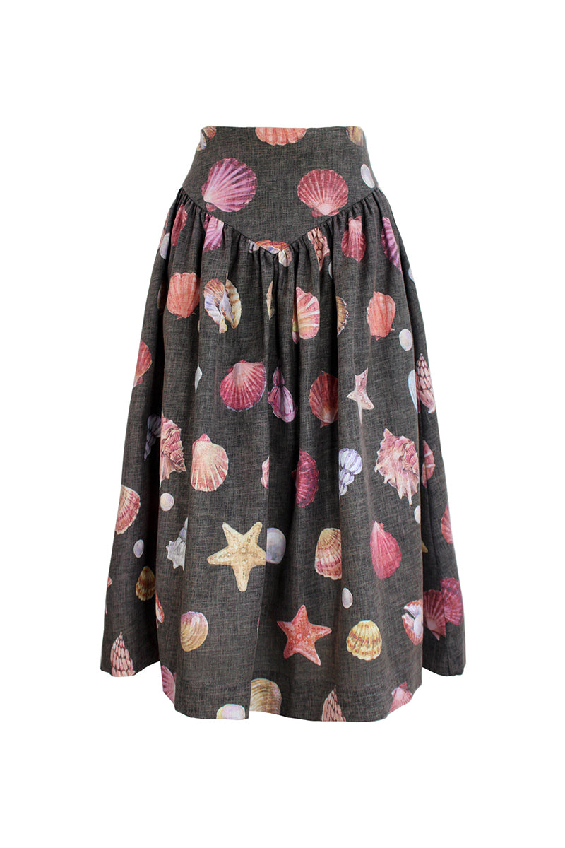 SOTAVENTO MIDI SKIRT IN CONCHITAS IN BLACK PRINT