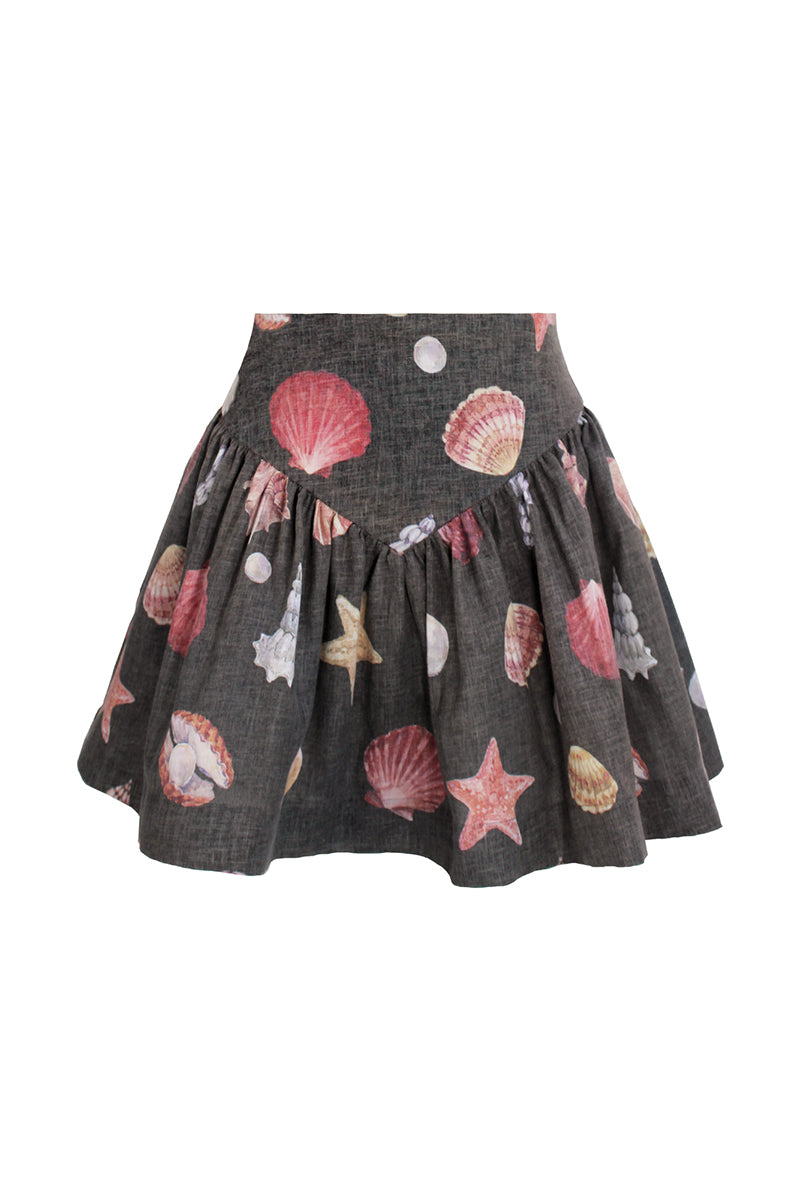 SOTAVENTO MINI SKIRT IN CONCHITAS IN BLACK PRINT