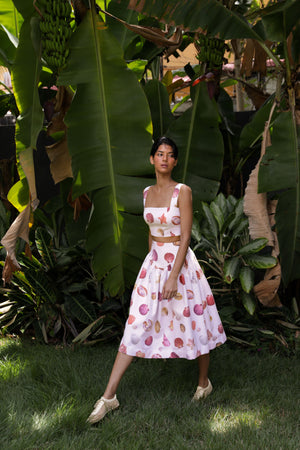SOTAVENTO MIDI SKIRT IN CONCHITAS WHITE PRINT