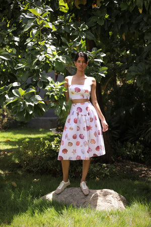 SOTAVENTO MIDI SKIRT IN CONCHITAS WHITE PRINT