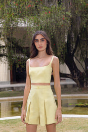 TOLEDO LINEN TOP IN SOFT YELLOW
