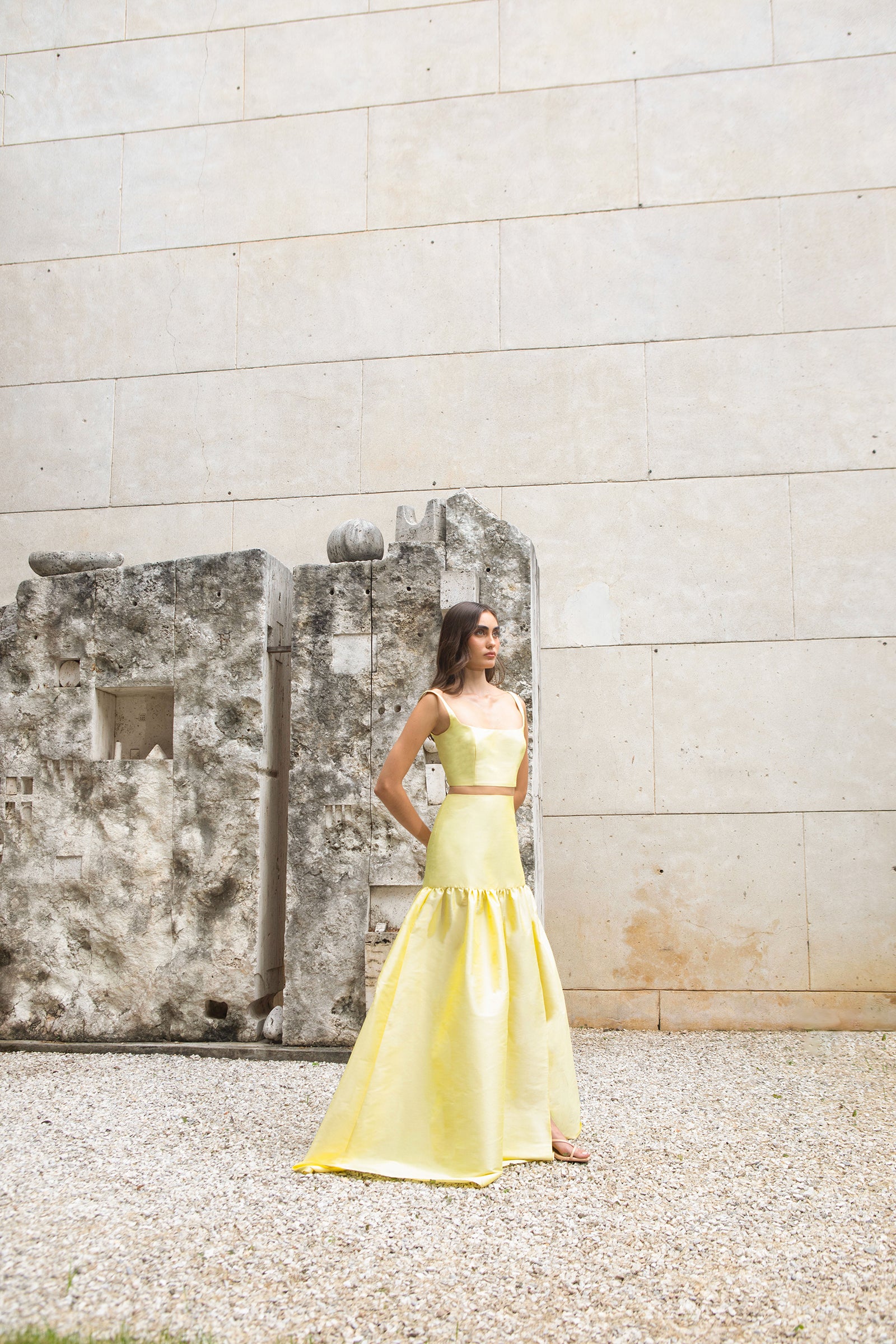 TOLEDO TAFFETA TOP IN SOFT YELLOW