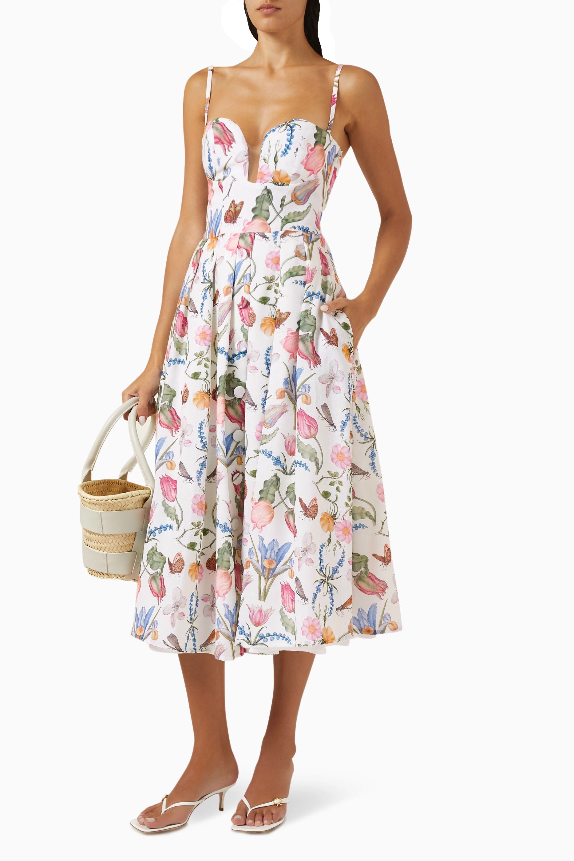 VENETA DRESS IN TULIPAN WHITE PRINT