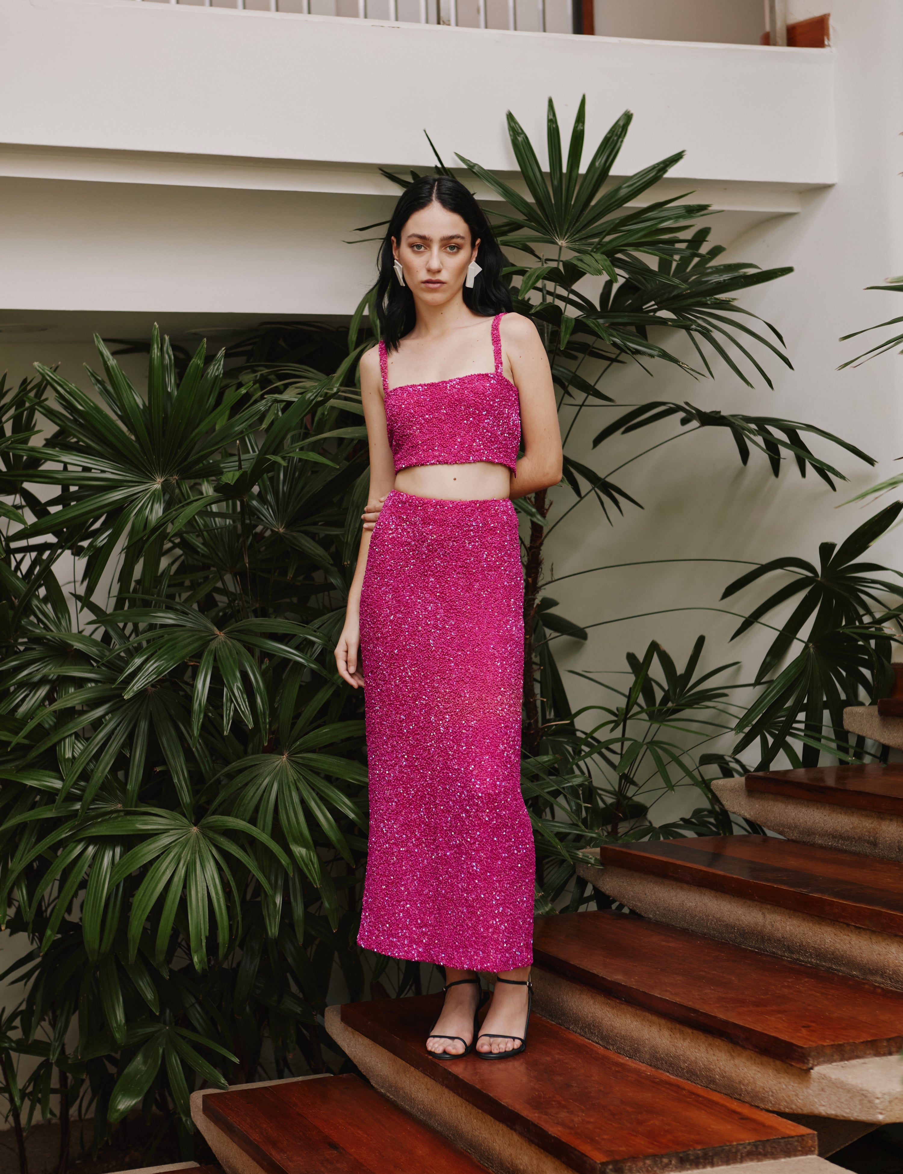 MI LUZ SKIRT IN HOT PINK - No Pise La Grama Web