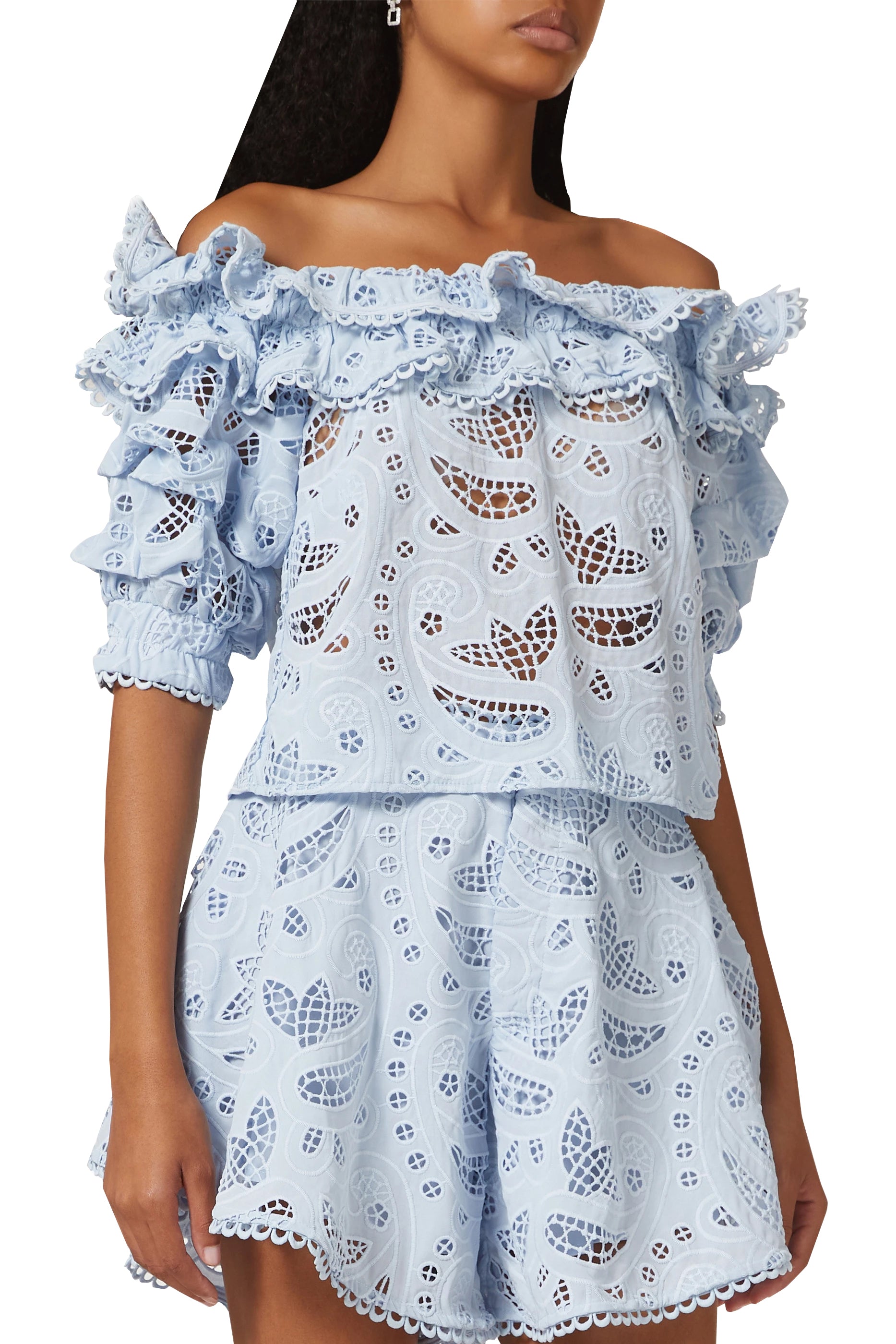 AGAVE TOP IN LIGHT BLUE EYELET