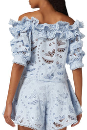 AGAVE TOP IN LIGHT BLUE EYELET