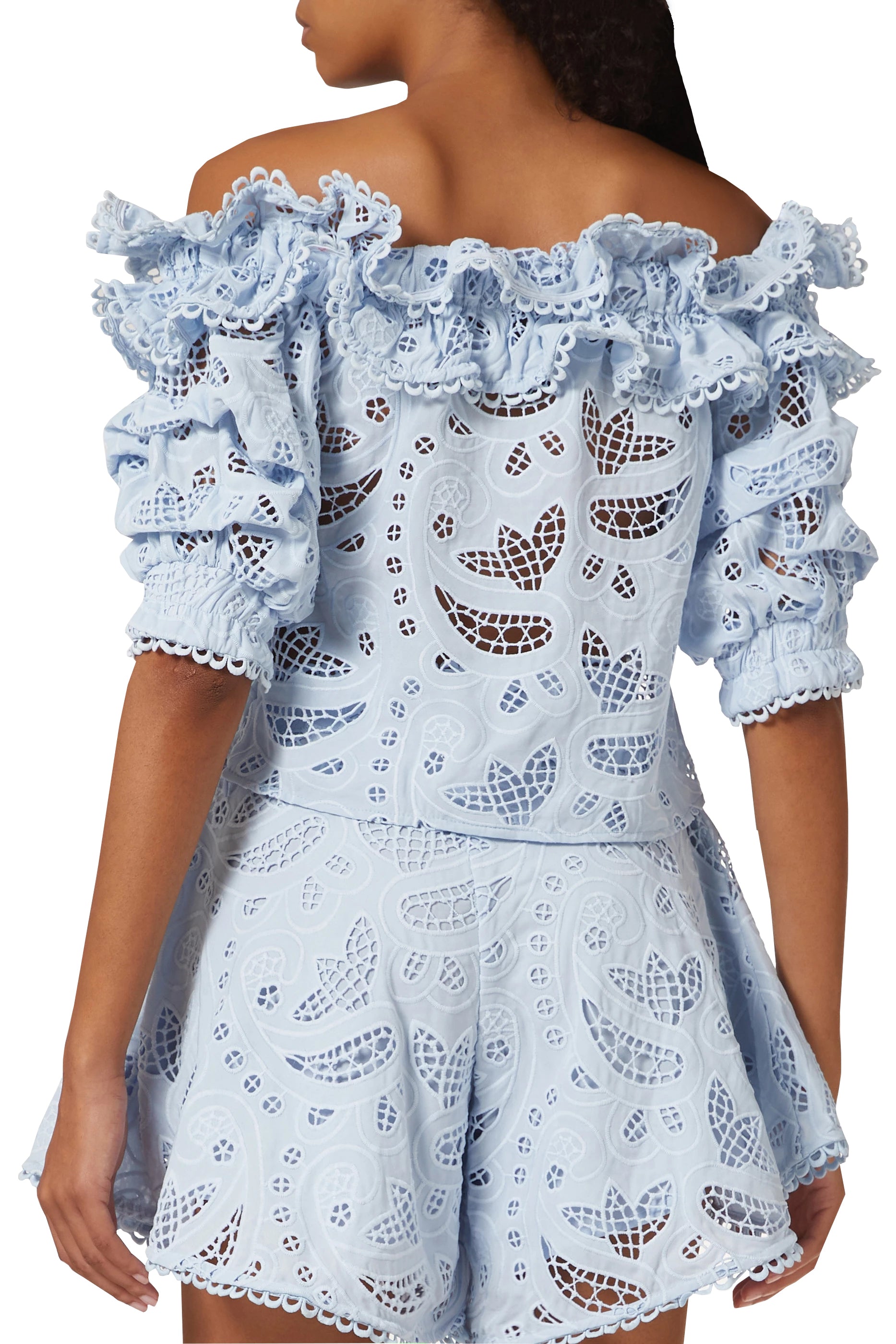 AGAVE TOP IN LIGHT BLUE EYELET