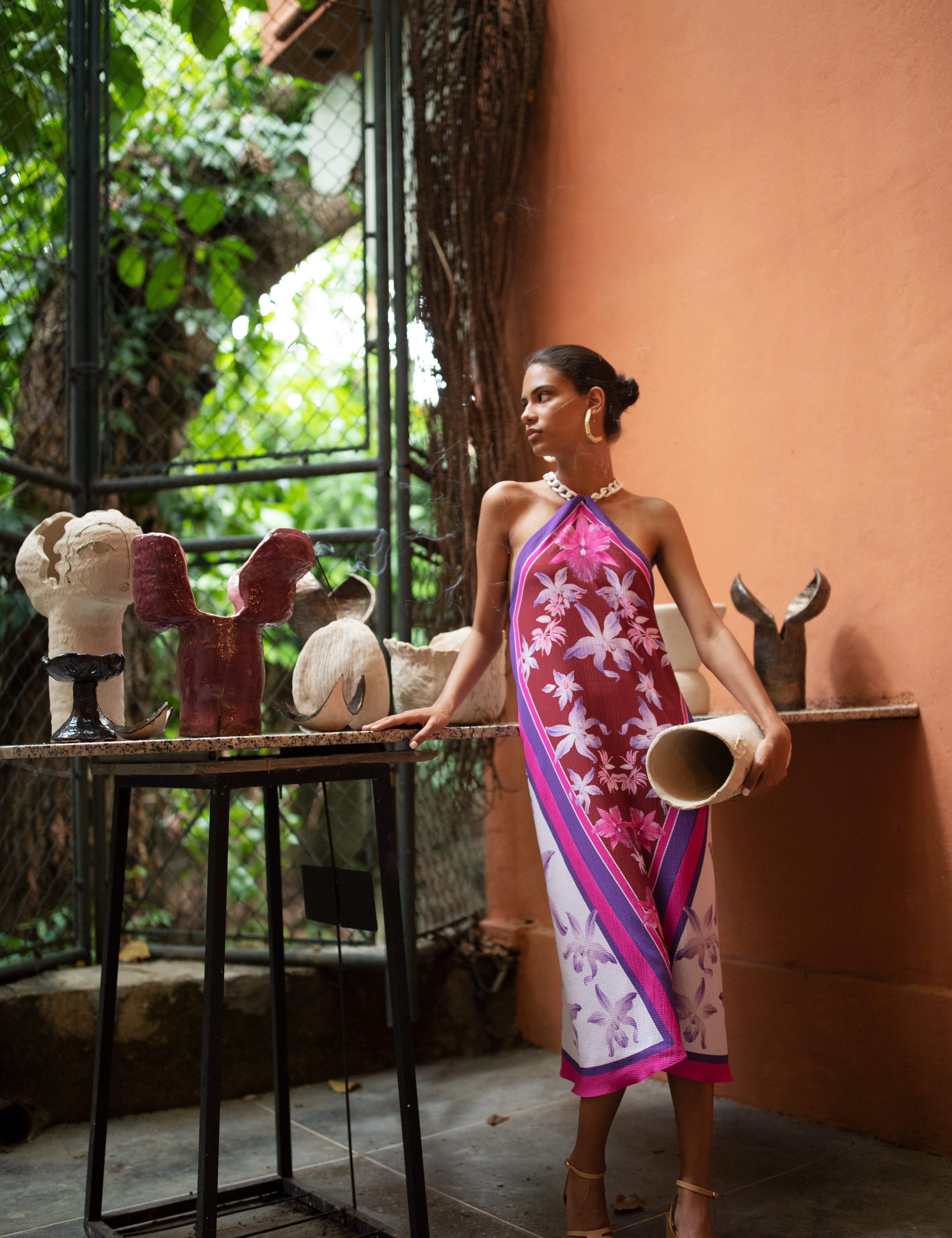 DREAMY SCARF DRESS IN PINK MAROON PRINT - No Pise La Grama Web