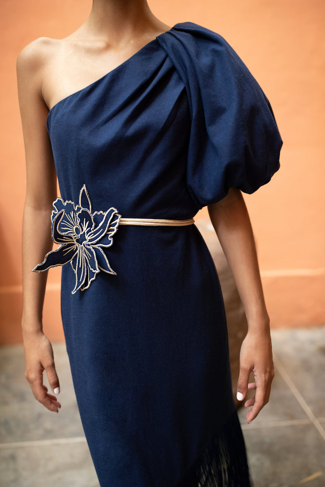 DATILES AND SUNSET DRESS IN NAVY