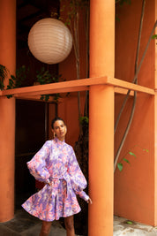 AMORIO DRESS IN ORQUIDEAS IN LAVENDER PRINT - No Pise La Grama Web