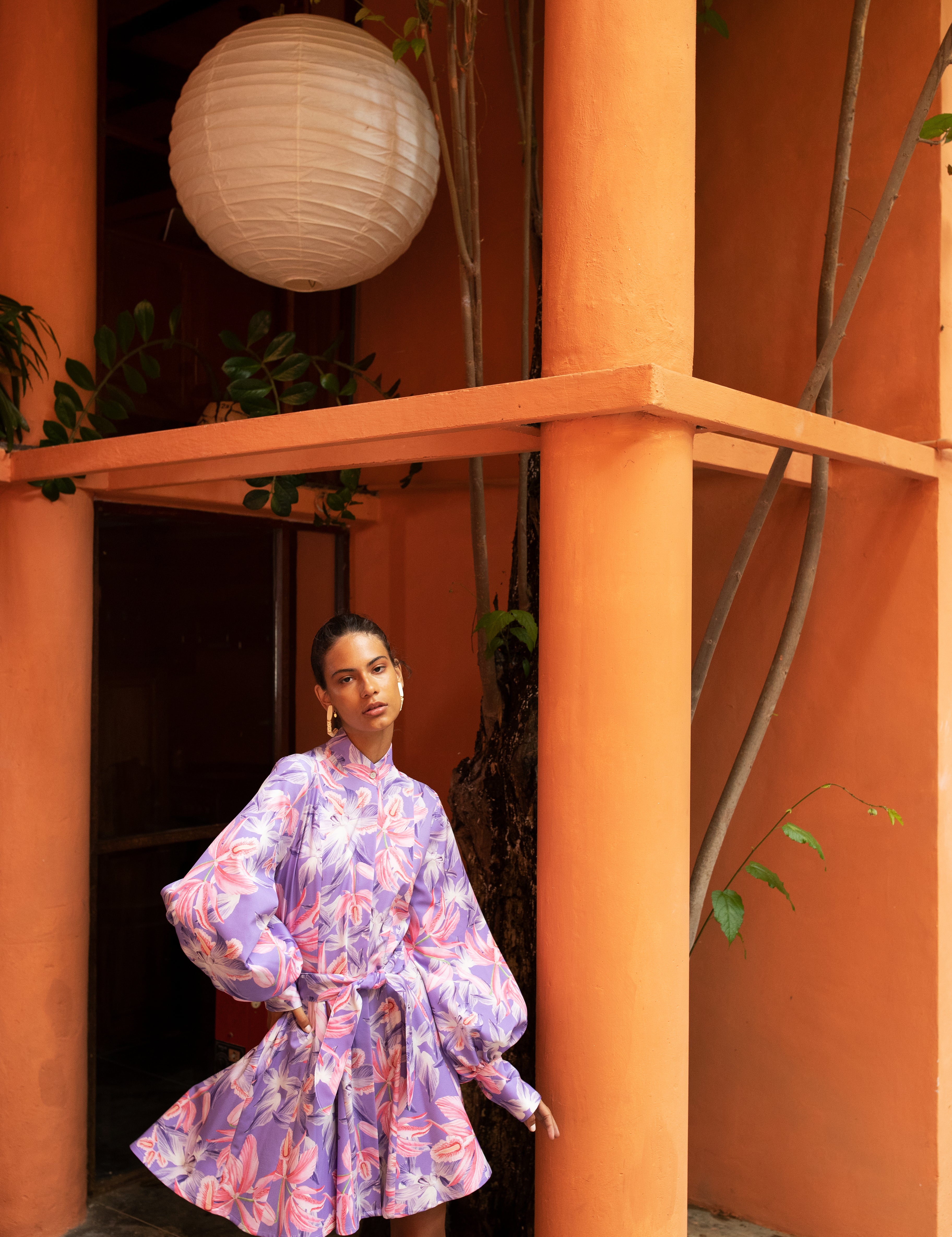 AMORIO DRESS IN ORQUIDEAS IN LAVENDER PRINT - No Pise La Grama Web