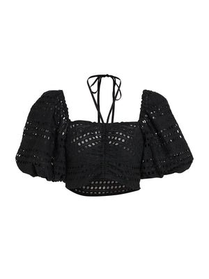 LUCIA TOP WITH SHORT SLEEVE IN BLACK