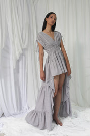 MARGARITA DRESS IN MAROON STRIPES