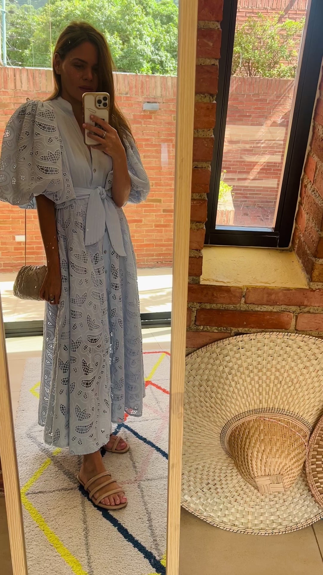 BROMELIA DRESS IN LIGHT BLUE EYELET