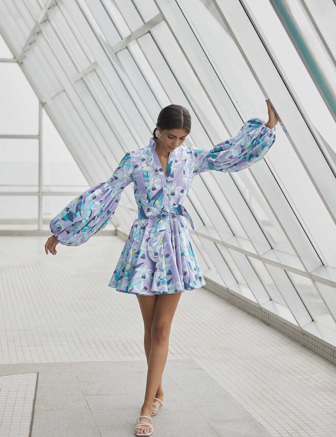 CARTA Y LETRA DRESS IN ORQUIDEA LAVENDER PRINT - No Pise La Grama Web