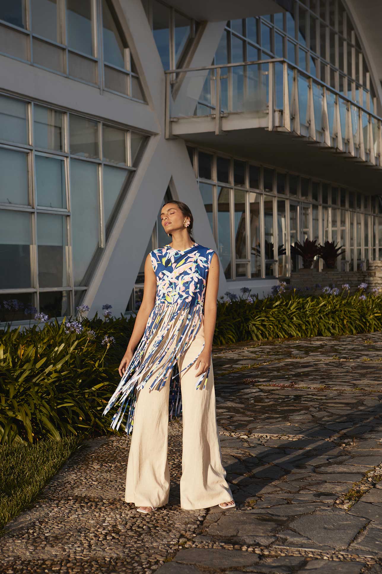 PRINTED CARACAS TEE IN ORQUIDEA AZUL PRINT - No Pise La Grama Web