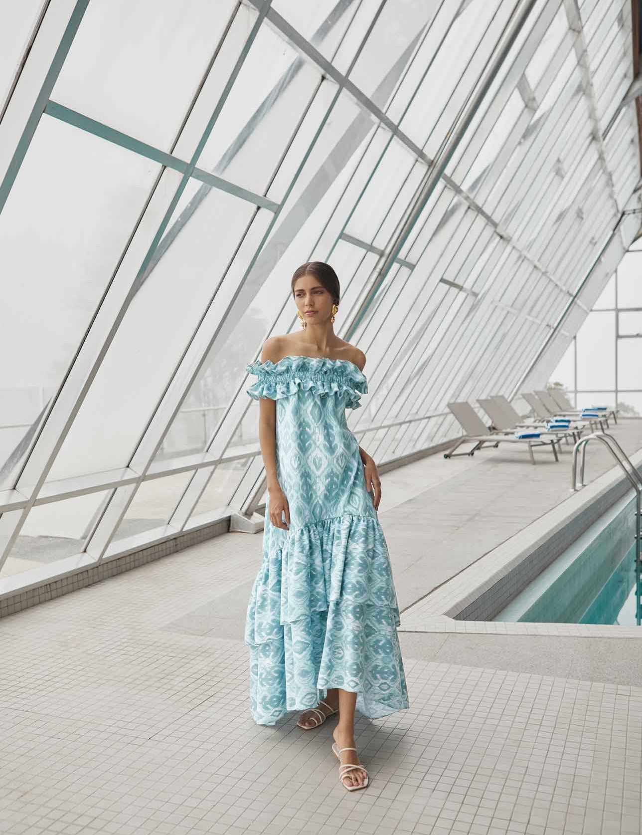 ESCONDIDA DRESS IN ETNICO TEAL - No Pise La Grama Web