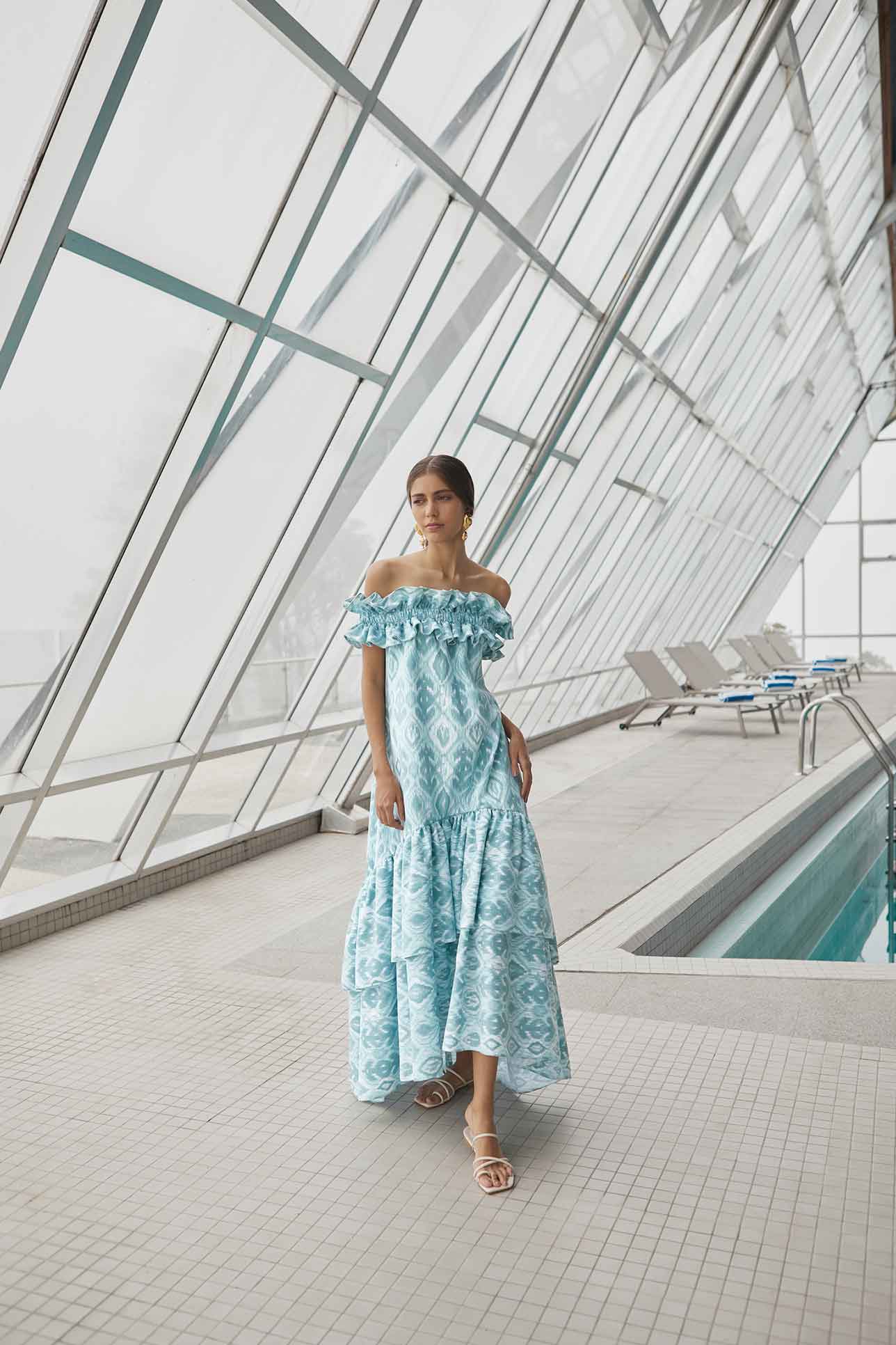 ESCONDIDA DRESS IN ETNICO TEAL - No Pise La Grama Web