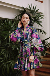 LA SELVA DRESS IN AMOR MIO PRINT IN NAVY - No Pise La Grama Web