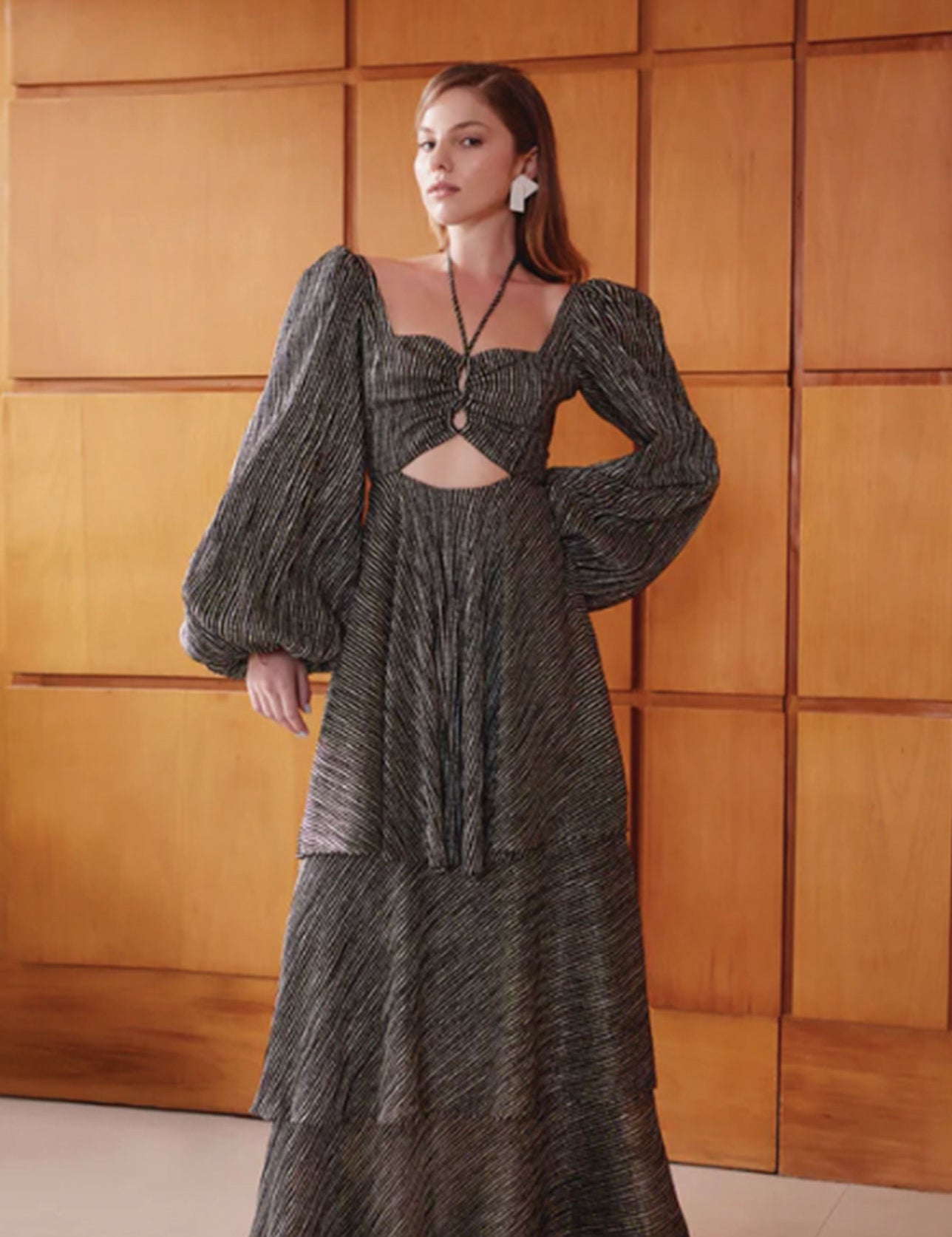 VIDA DRESS IN GOLD AND BLACK LUREX - No Pise La Grama Web