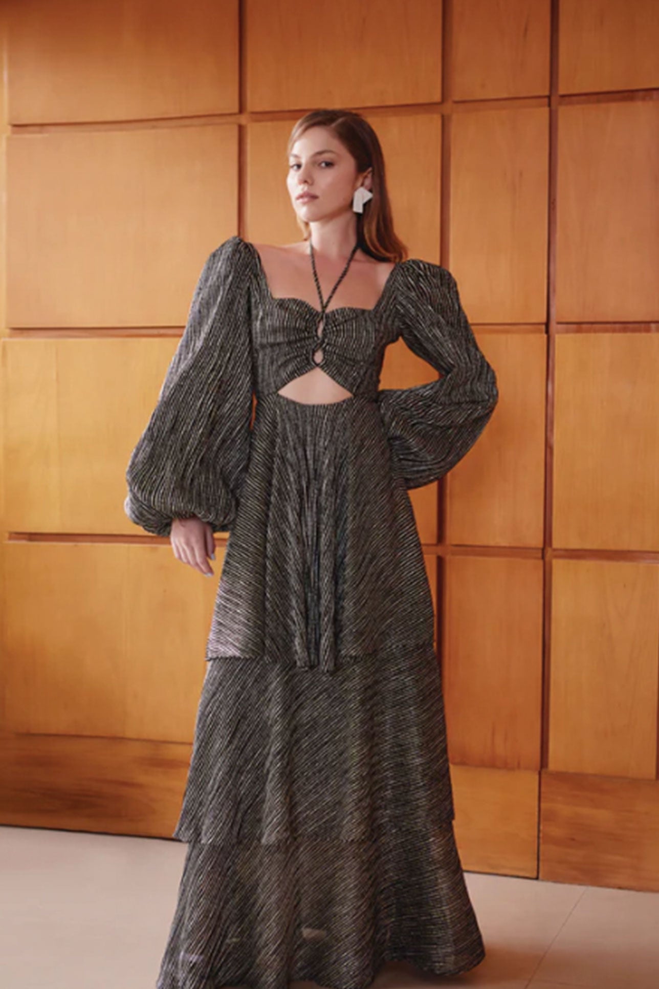 VIDA DRESS IN GOLD AND BLACK LUREX - No Pise La Grama Web