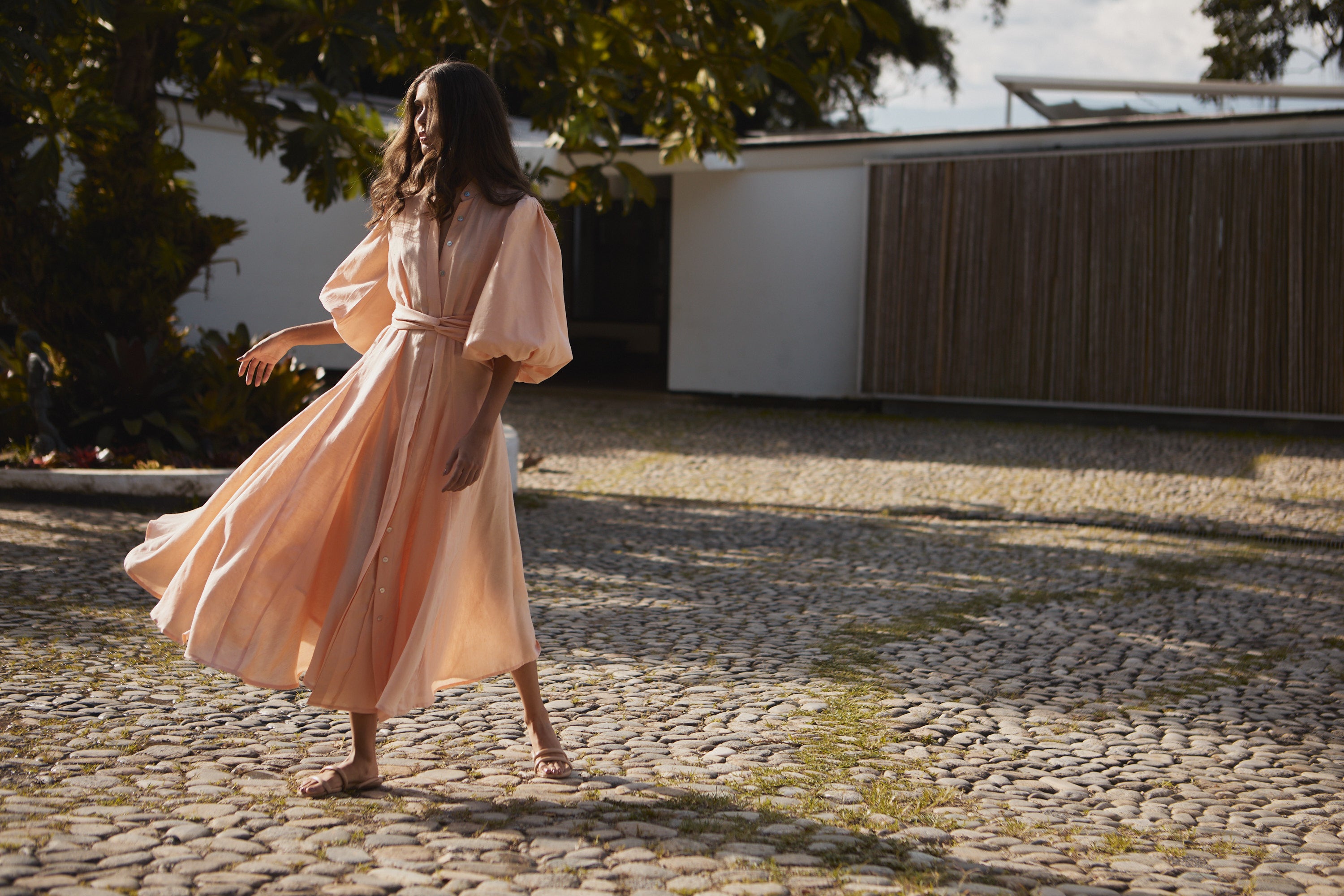 BROMELIA DRESS IN HOT PEACH - No Pise La Grama Web