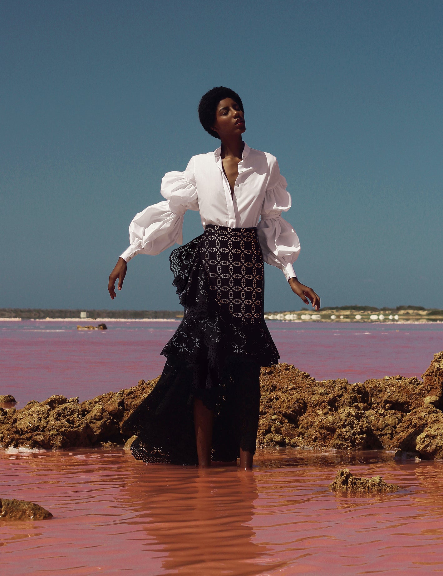 COSTANERA SKIRT IN BLACK EYELET - No Pise La Grama Web