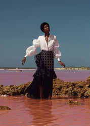 COSTANERA SKIRT IN BLACK EYELET - No Pise La Grama Web