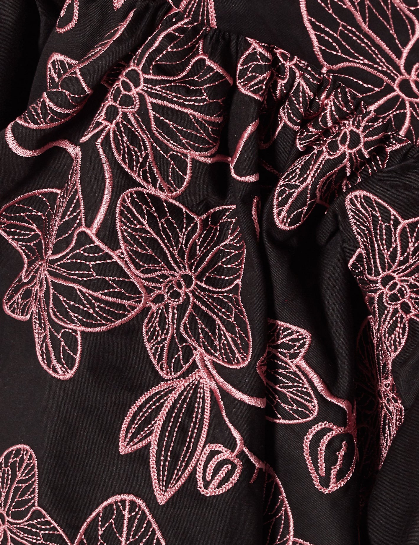 FLORA SKIRT IN BLACK WITH PINK ORCHID EMBROIDERY - No Pise La Grama Web
