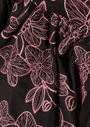 FLORA SKIRT IN BLACK WITH PINK ORCHID EMBROIDERY - No Pise La Grama Web