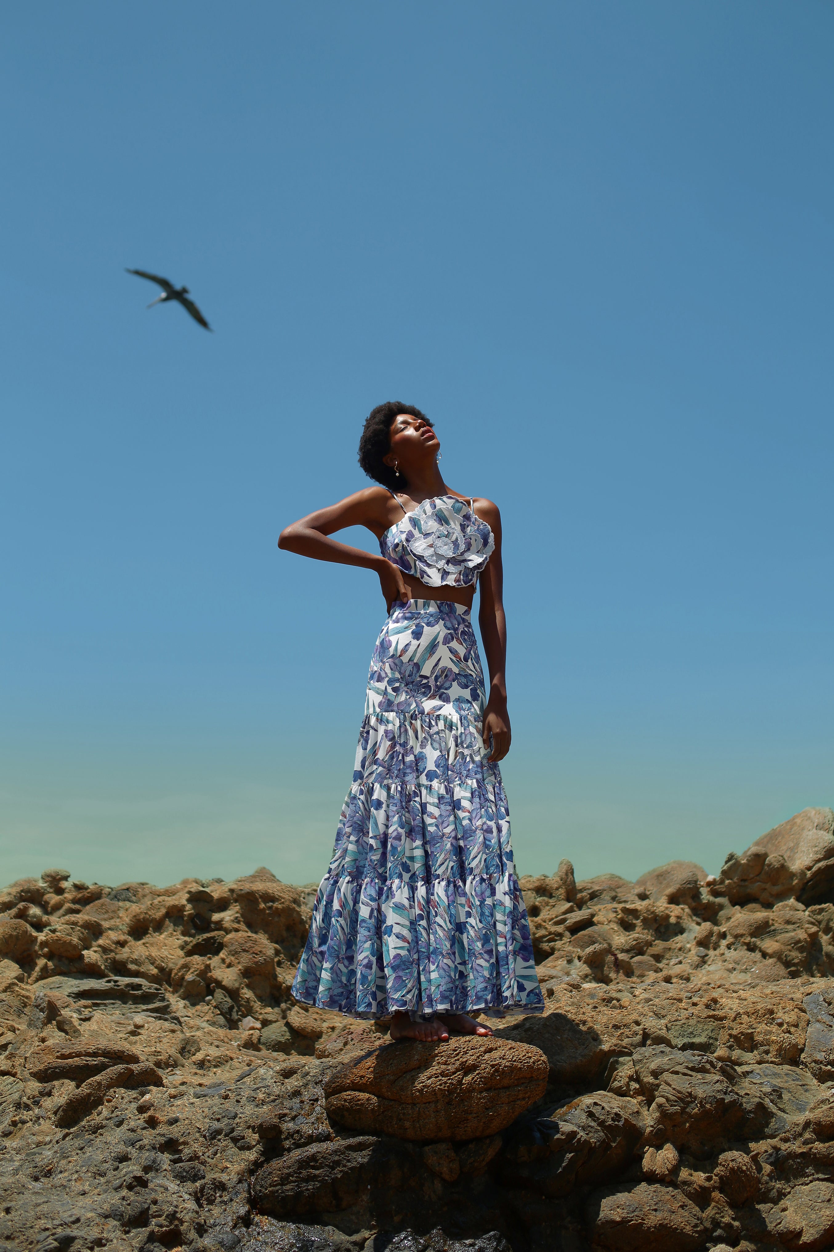 LA MARINA SKIRT IN IRIS BLUE PRINT - No Pise La Grama Web