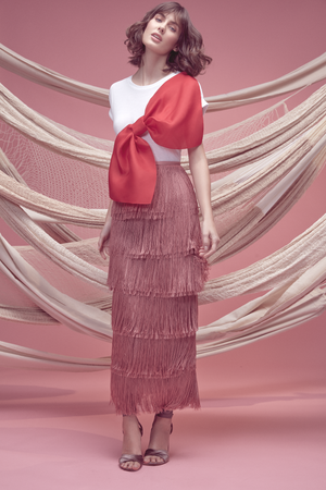 
            
                Load image into Gallery viewer, Lluvia Skirt. Fringe Midi Skirt
            
        