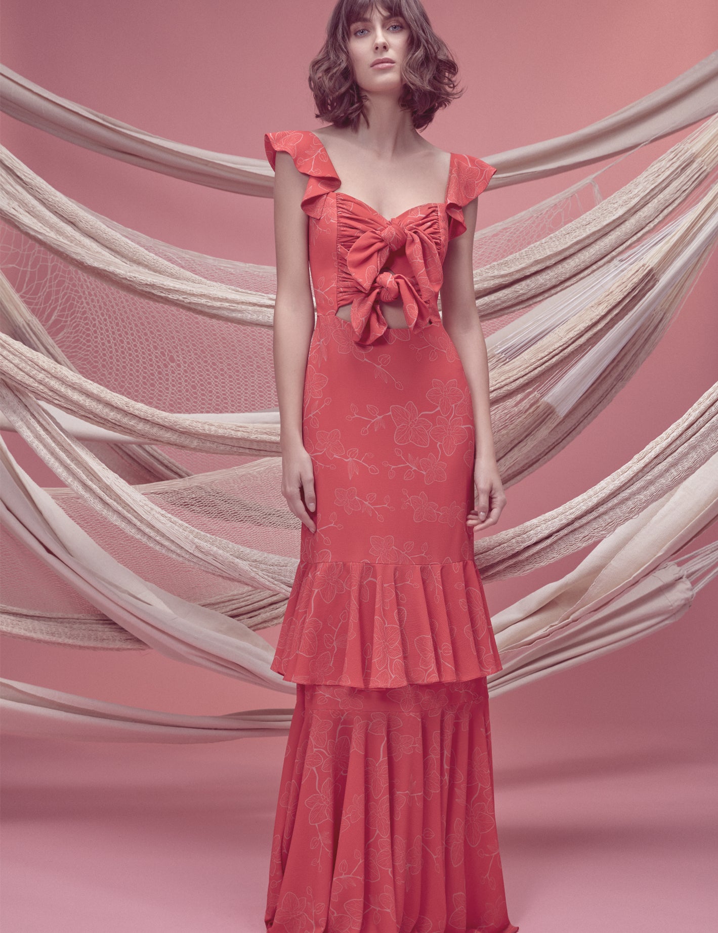 LUNA BONITA DRESS IN RED ORCHID PRINT - No Pise La Grama Web