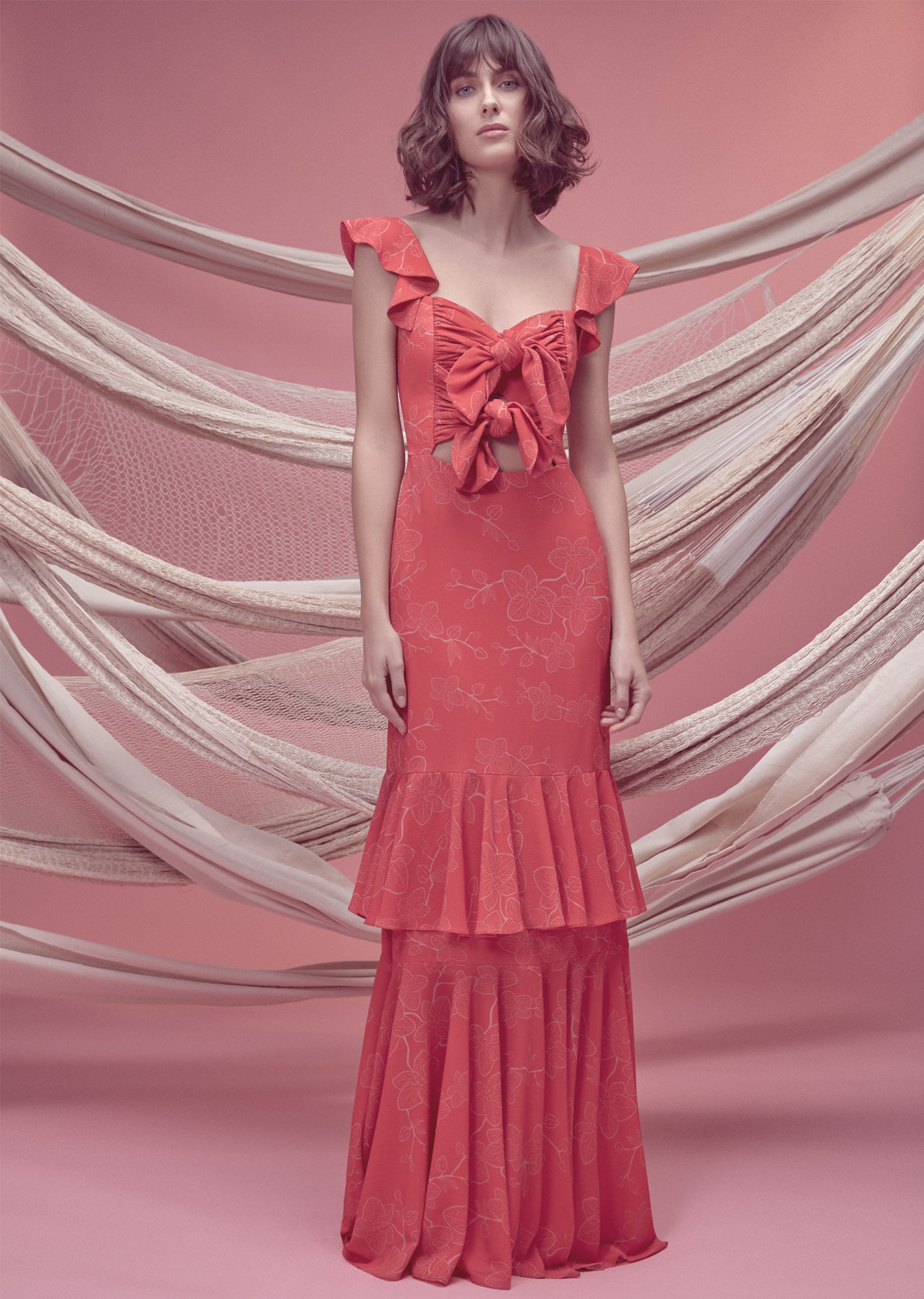 LUNA BONITA DRESS IN RED ORCHID PRINT - No Pise La Grama Web