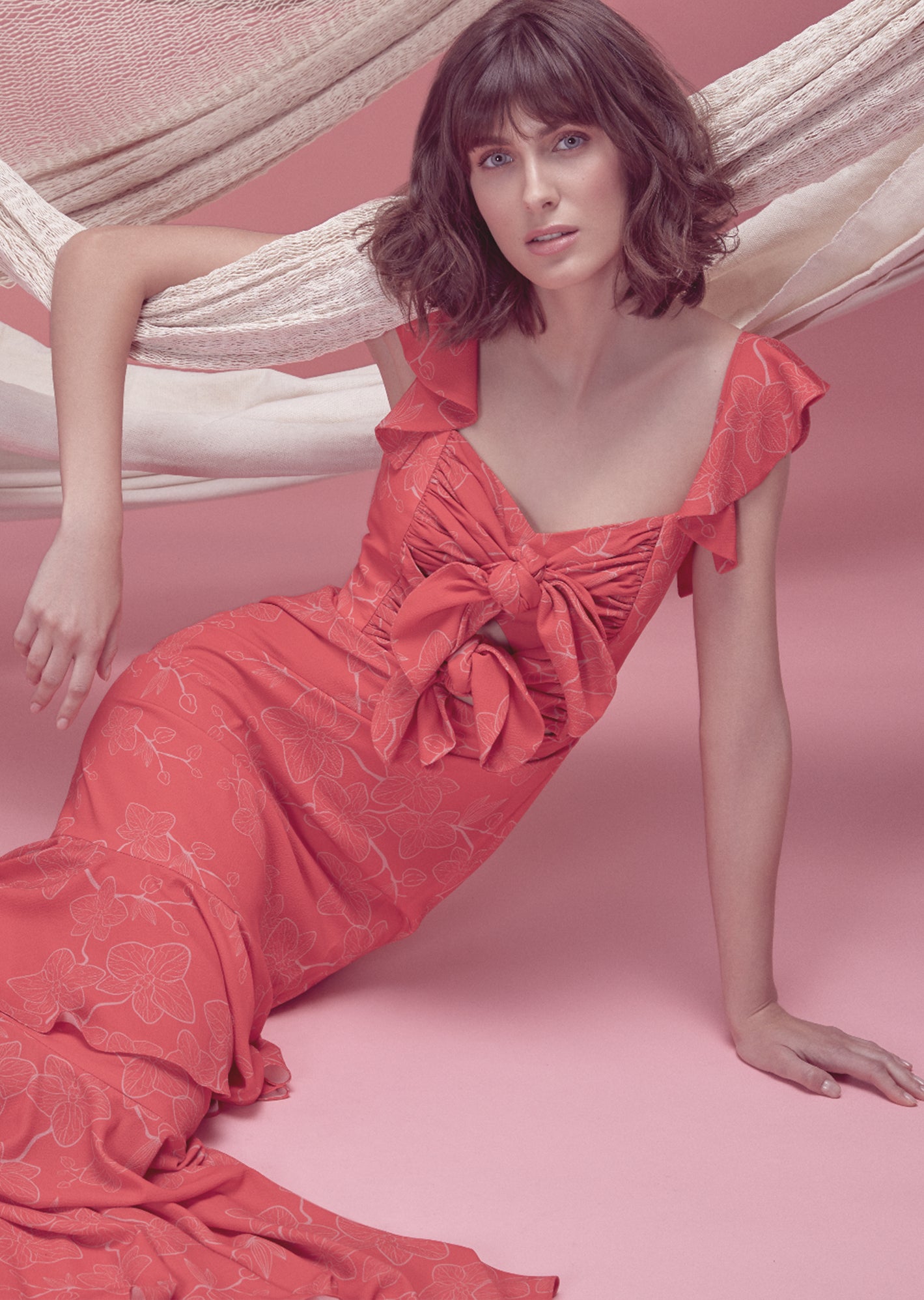 LUNA BONITA DRESS IN RED ORCHID PRINT - No Pise La Grama Web