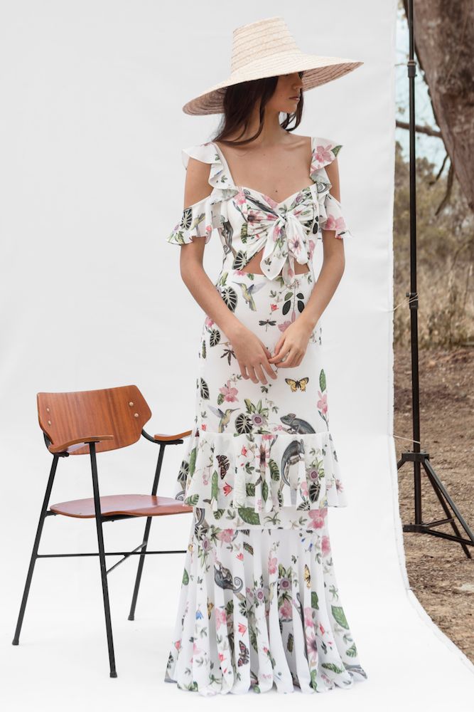 PICAFLOR DRESS IN WHITE CAMALEON PRINT - No Pise La Grama Web