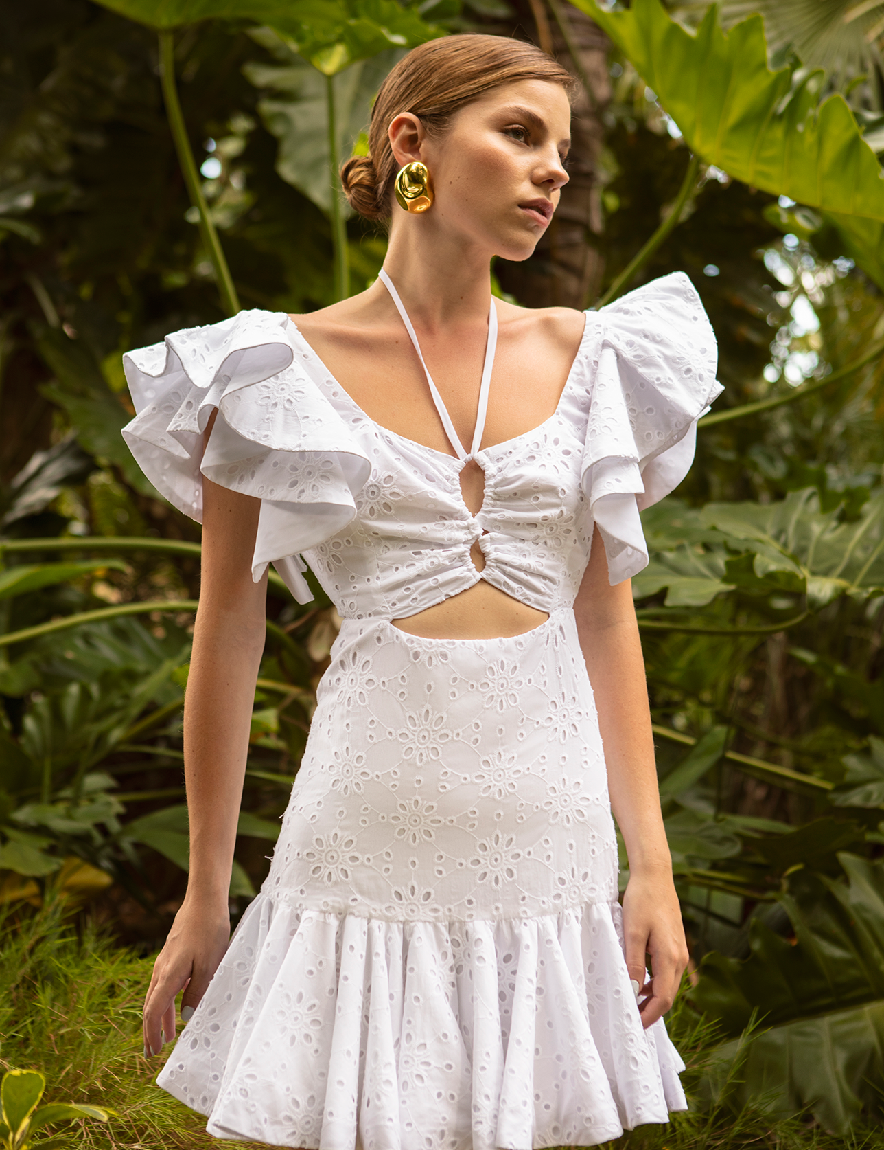 MINI CHOCOLATE DRESS IN WHITE EYELET - No Pise La Grama Web