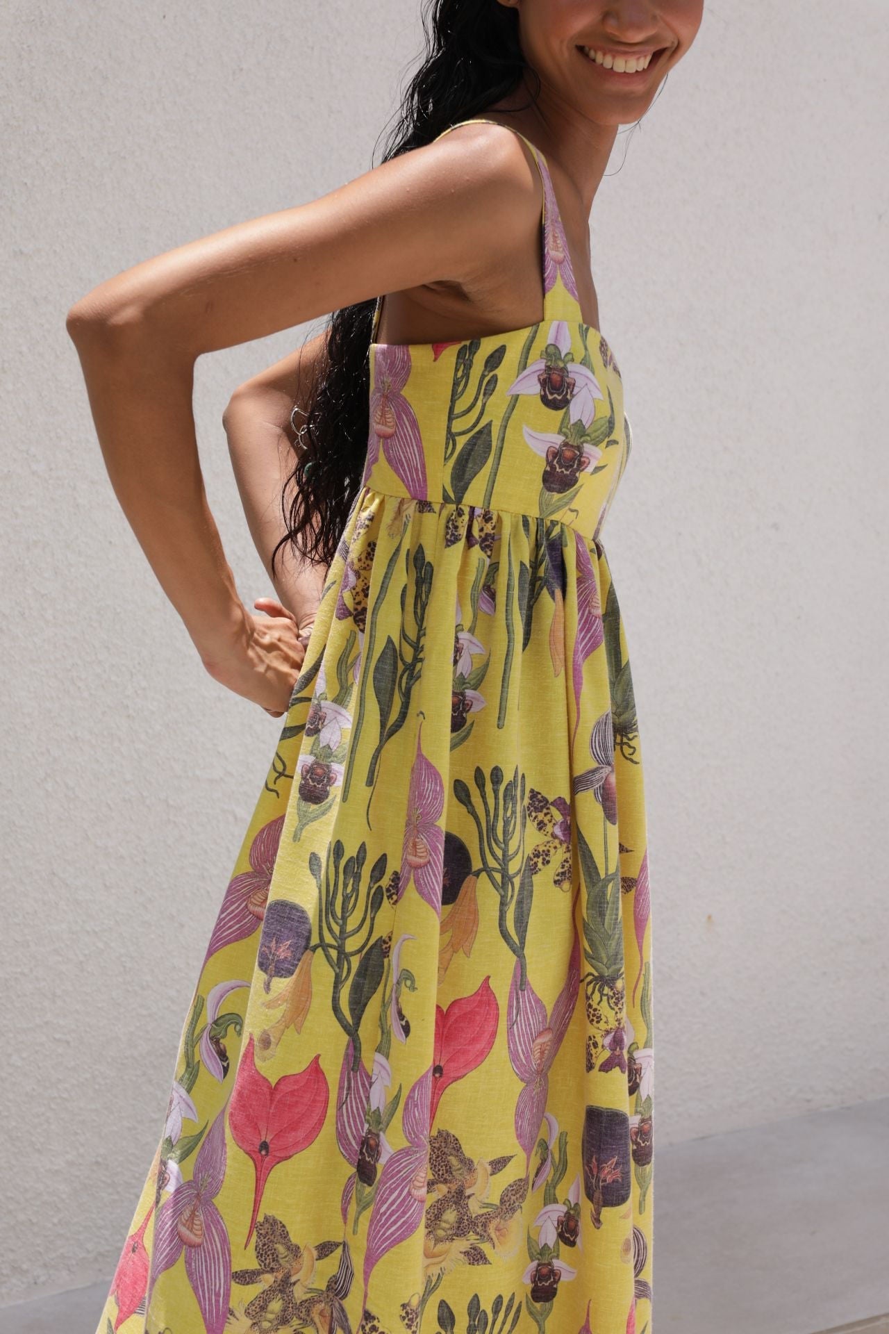 PALMAR MAXI DRESS IN BOTANICA YELLOW PRINT - No Pise La Grama Web