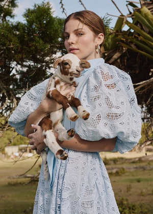 BROMELIA DRESS IN LIGHT BLUE EYELET