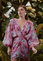 CAPIN MELAO DRESS IN THE SEQUENCE GARDEN PRINT - No Pise La Grama Web