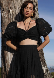 LUCIA TOP WITH SHORT SLEEVE IN BLACK - No Pise La Grama Web