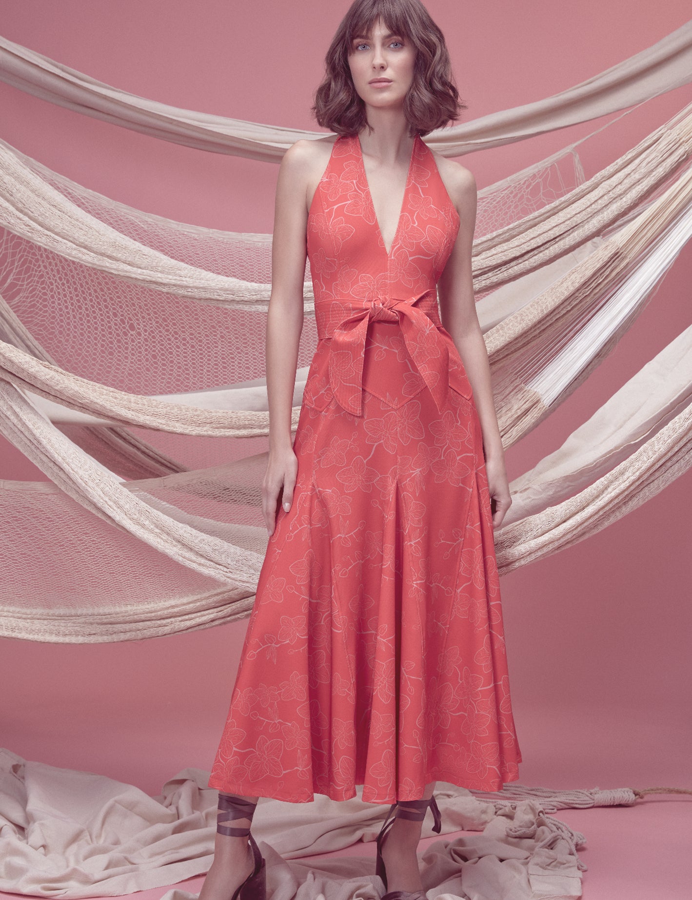 SOMBRITA DRESS IN RED ORCHID PRINT - No Pise La Grama Web