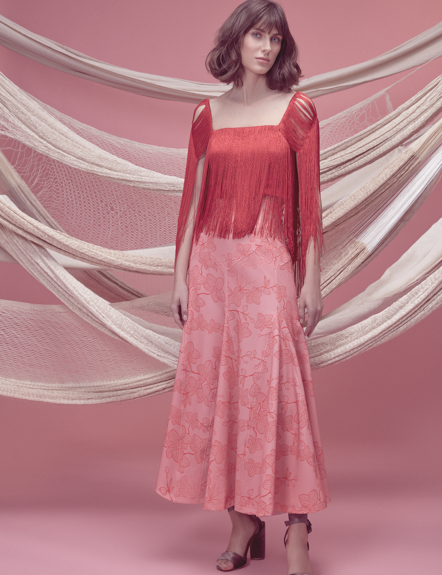 SOMBRITA SKIRT IN PINK ORCHID PRINT - No Pise La Grama Web